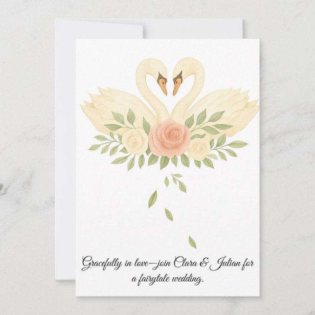 Convite Together forever, like swans in love. (Frente)