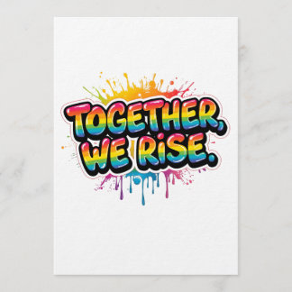 Convite Together We Rise Rainbow Quote Design