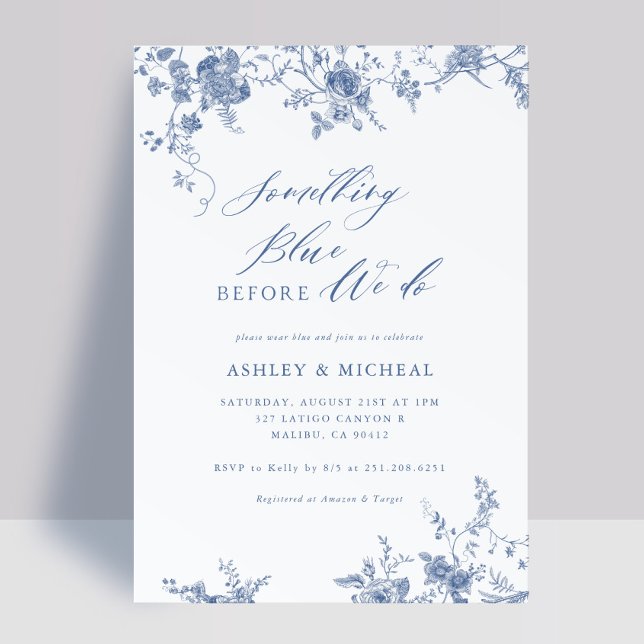 Convite Toile Algo Azul Antes que eu faça Chá de casamento (Criador carregado)