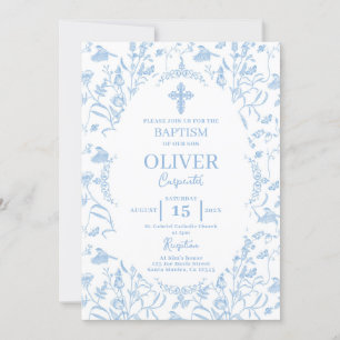 Convite Toile Blue Baptism