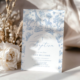 Convite Toile Boy Baptism Safari Chinoiserie