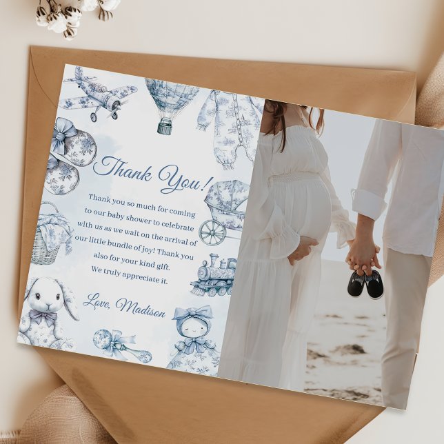 Convite Toile De Jouy Baby Shower Party Thank You Card (Criador carregado)