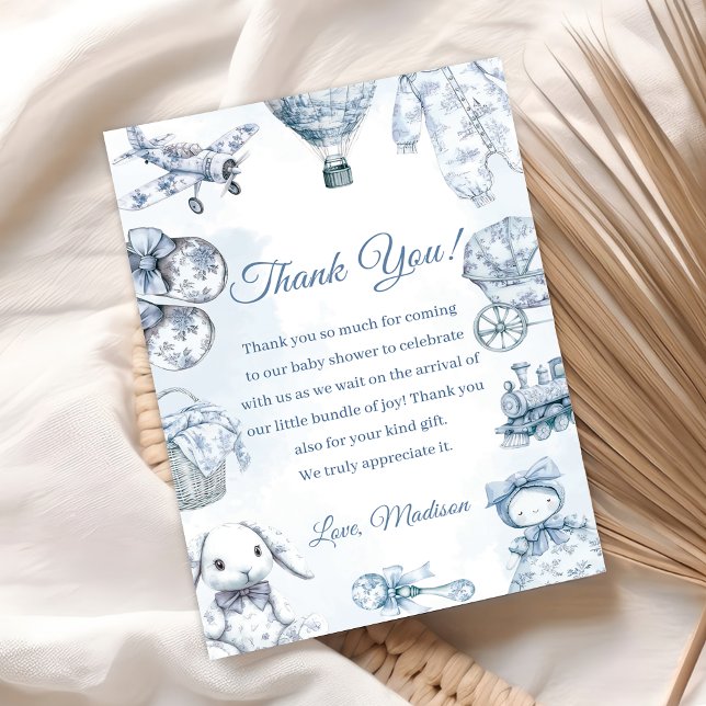 Convite Toile De Jouy Blue Baby Shower Party (Criador carregado)