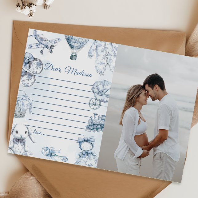 Convite Toile De Jouy Blue Capsule Note Message Card (Criador carregado)