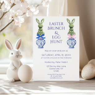 Convite Toile De Jouy Bunny Páscoa Brunch e Ovo Hunt