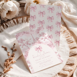 Convite Toile de Jouy Chá de Noiva Rosa Francês Paris