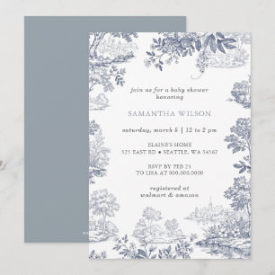 Convite Toile De Jouy Chinoiserie Menino Chamada Baby Show