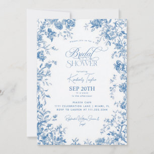 Convite Toile De Jouy Floral Bridal Francesa