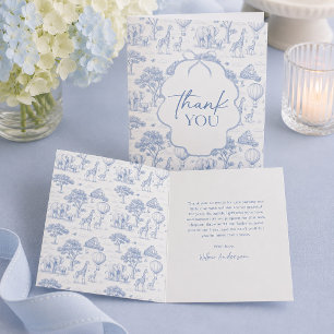 Convite Toile De Jouy Safari Azul Bebê Chave de Fim de Sem