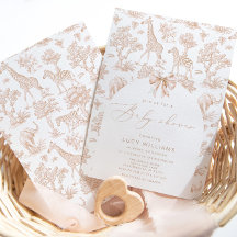 Toile de Jouy Safari Chá de fraldas neutro em rela