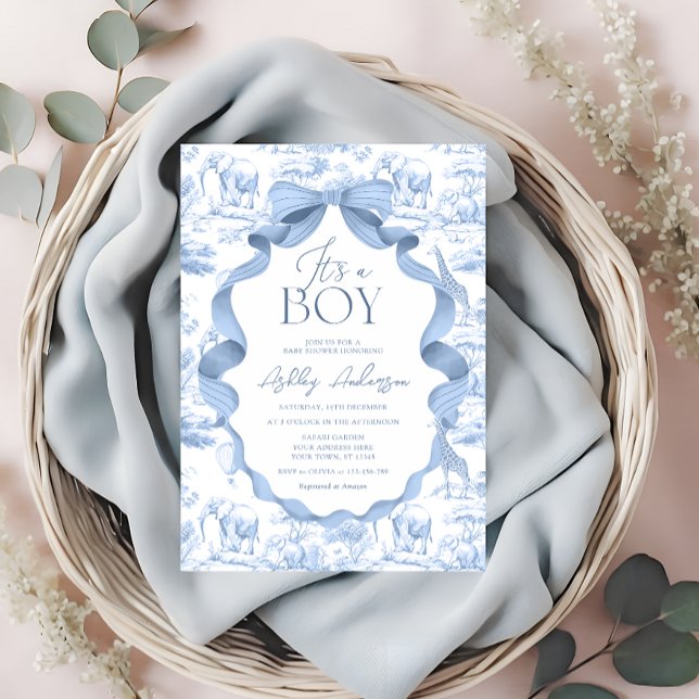 Convite Toile de Jouy Safari É um Chá de fraldas (Criador carregado)