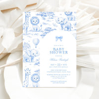 Toile De Jouy Safari Menino Azul Chá de Bebê