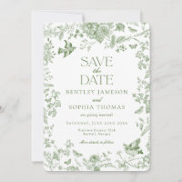 Toile De Jouy Verde Vintage Floral Salvar a Data