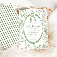 Toile De Jouy Whimsical Green Chá de fraldas