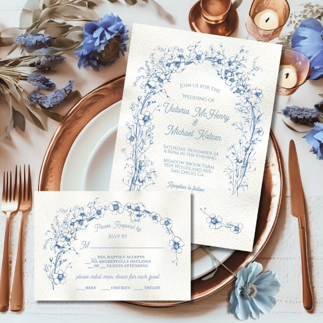 Convite Toile Floral Arch Simple Wedding RSVP (Criador carregado)