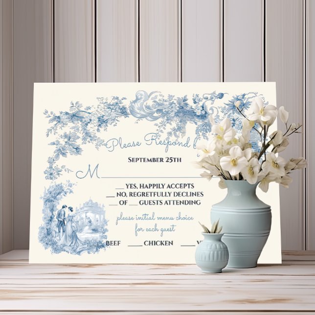 Convite Toile Floral castelo Wedding RSVP (Criador carregado)