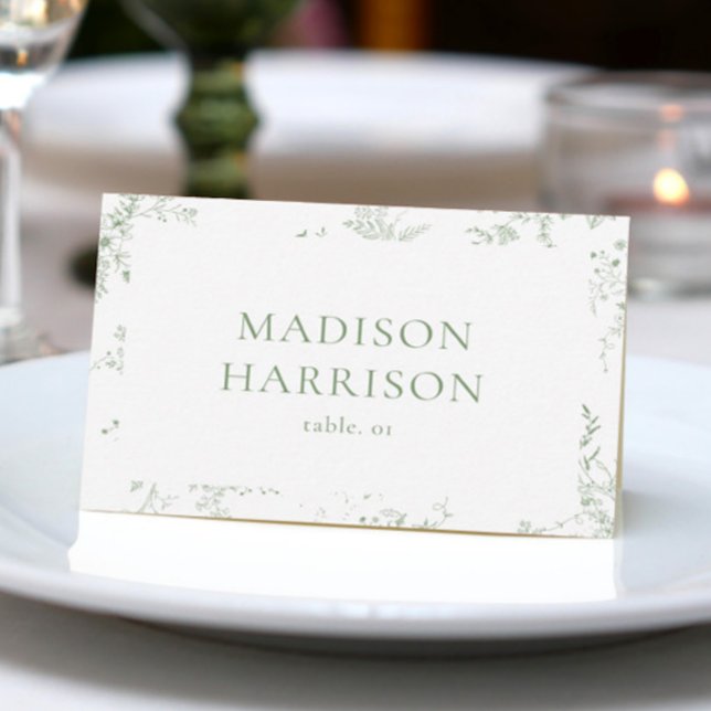 Convite Toile Green Wedname Place Card DIY (Criador carregado)