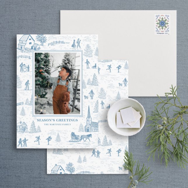 Convite Toile Pattern Winter Wonderland Holiday Card (Criador carregado)