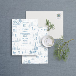Convite Toile Pattern Winter Wonderland Holiday Card