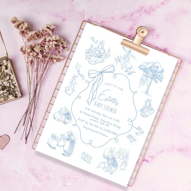 Convite Toile Peter the Rabbit Beatrix Baby Shower (Criador carregado)