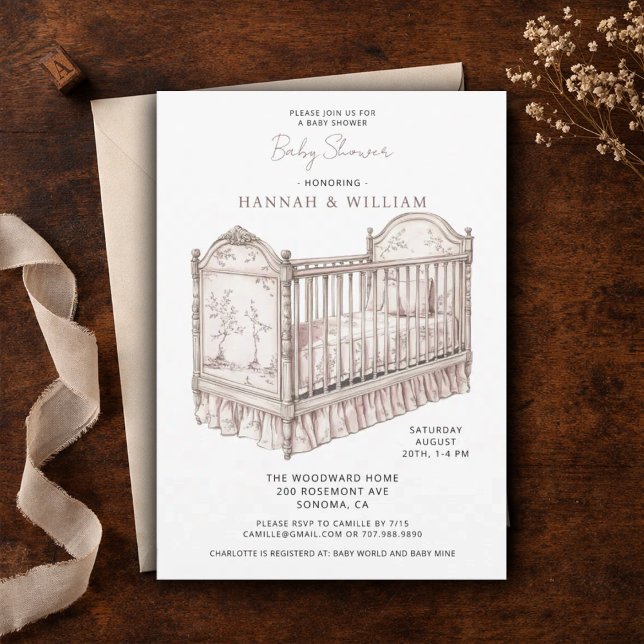 Convite Toile Pink Baby Shower (Criador carregado)