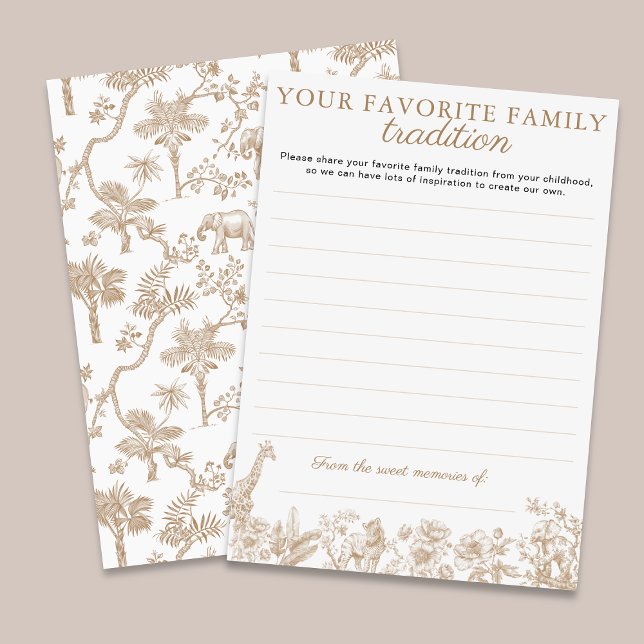 Convite Toile Safari Baby Shower Family Traditions Card (Toile Safari Baby Shower Family Traditions Card)