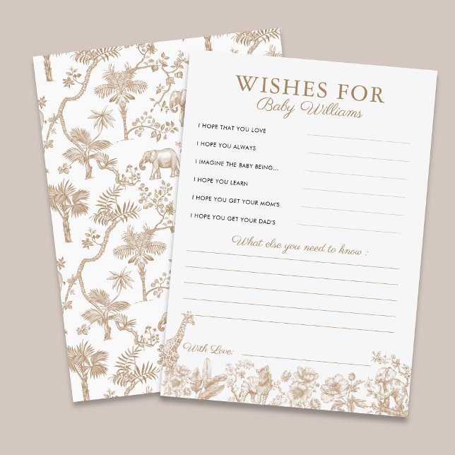 Convite Toile Safari Baby Shower Wishes for Baby Game Card (Criador carregado)