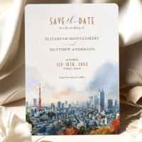 Tokyo Watercolor Skyline Save-the-Date