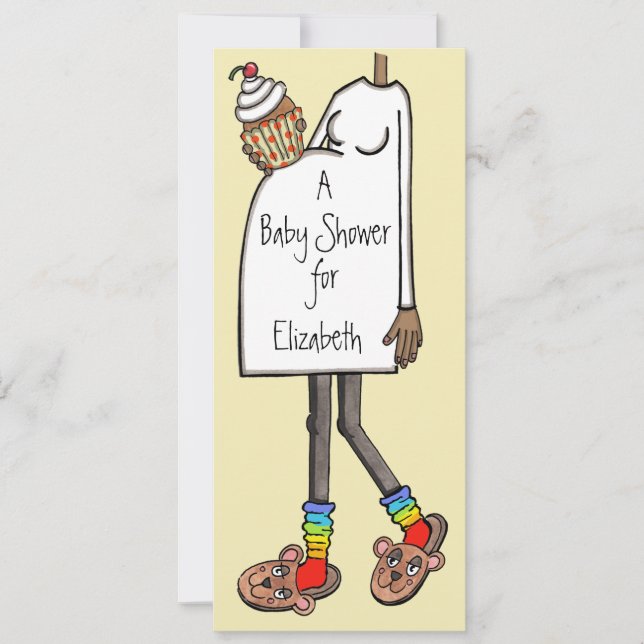 Convite Tom Escuro de Pele do Chá de fraldas Personalizado (Frente)