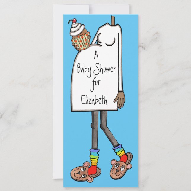 Convite Tom Escuro de Pele do Chá de fraldas Personalizado (Frente)