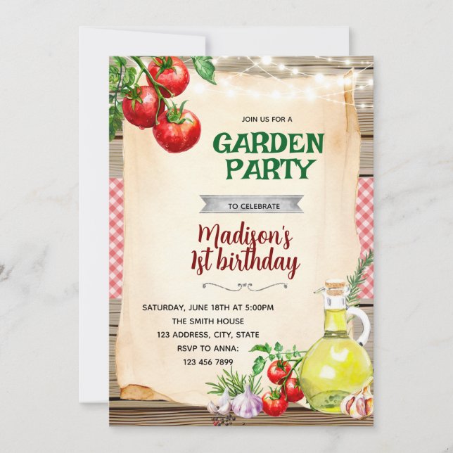 Convite Tomato Garden Party Invitation (Frente)