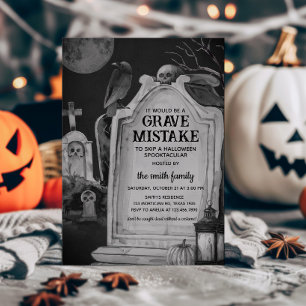 Convite Tombstone Graveyard Halloween Party