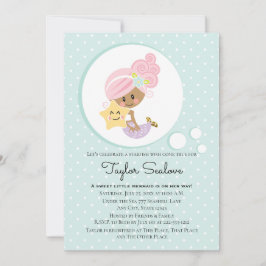 Convite Tonalidade de pele escura Chá de fraldas de Sereia