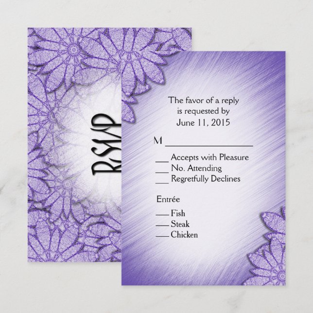 Convite Tonalidade floral ultra violeta RSVP com seleção d (Frente/Verso)