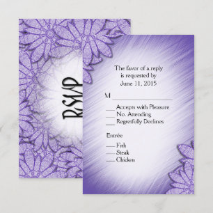 Convite Tonalidade floral ultra violeta RSVP com seleção d