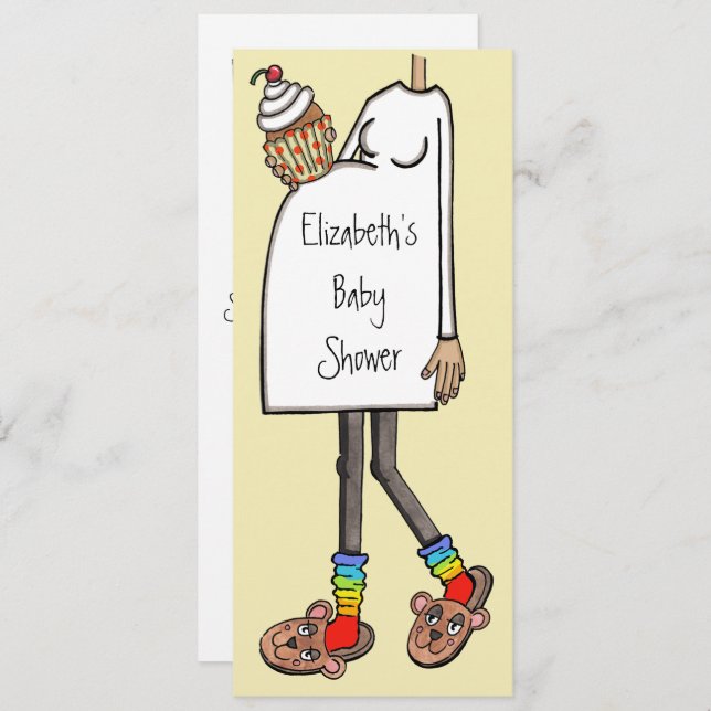 Convite Tone médio da pele do Chá de fraldas personalizado (Frente/Verso)