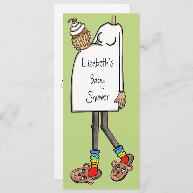 Convite Tone médio da pele do Chá de fraldas personalizado (Frente/Verso)