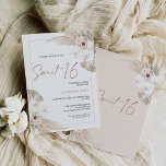 Convite Tones Naturais Boho Pampas Grass Sweet 16 Aniversá<br><div class="desc">Natural Tones Boho Pampas Grass Sweet 16 Aniversário Convite Bohemian inspirou um doce convite de 16 anos com dois arranjos florais cor de terra e rosa pálido com grama pampas e folhas de palma. Este doce convite de 16 anos também apresenta uma imagem caligráfica moderna como um título em uma...</div>