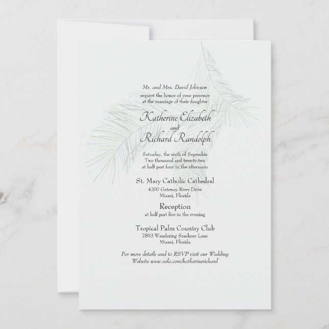 Convite Tono Suave Tropical Site 2 Casamento Website (Frente)