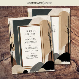 Convite Tons da Terra do Tema de Casamento Japandi Escandi