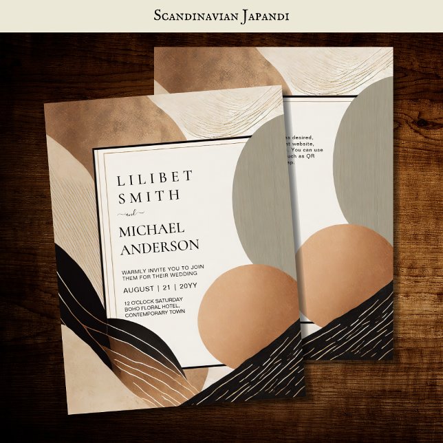 Convite Tons da Terra do Tema de Casamento Japandi Escandi (Criador carregado)