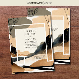 Convite Tons da Terra do Tema de Casamento Japandi Escandi