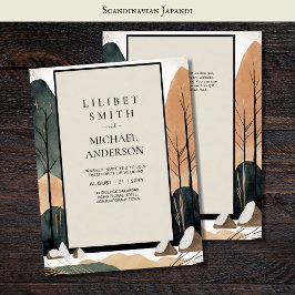 Convite Tons da Terra do Tema de Casamento Japandi Escandi