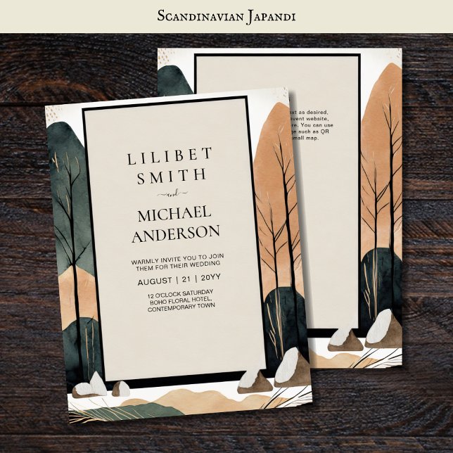 Convite Tons da Terra do Tema de Casamento Japandi Escandi (Criador carregado)