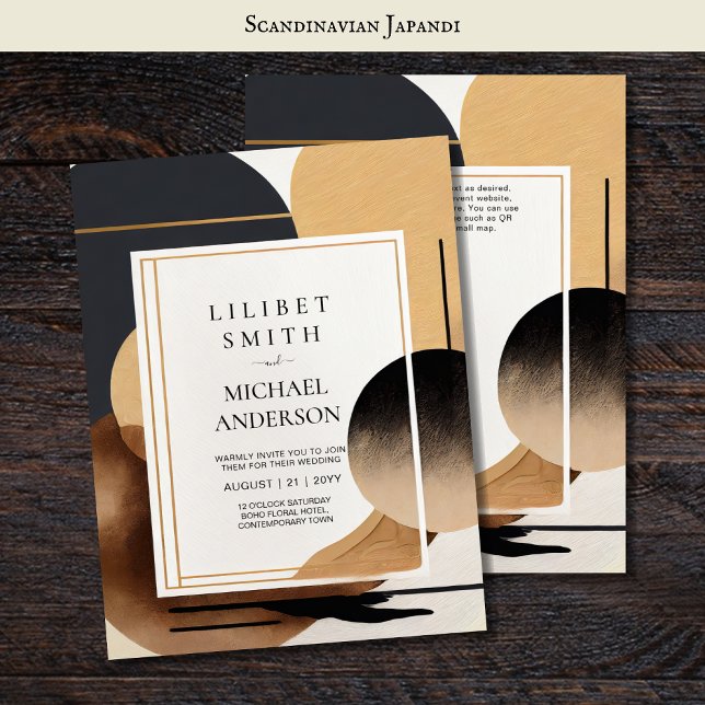 Convite Tons da Terra do Tema de Casamento Japandi Escandi (Criador carregado)