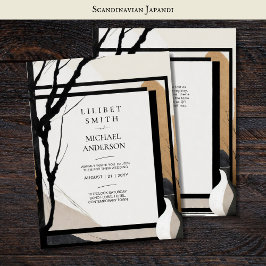 Convite Tons da Terra do Tema de Casamento Japandi Escandi