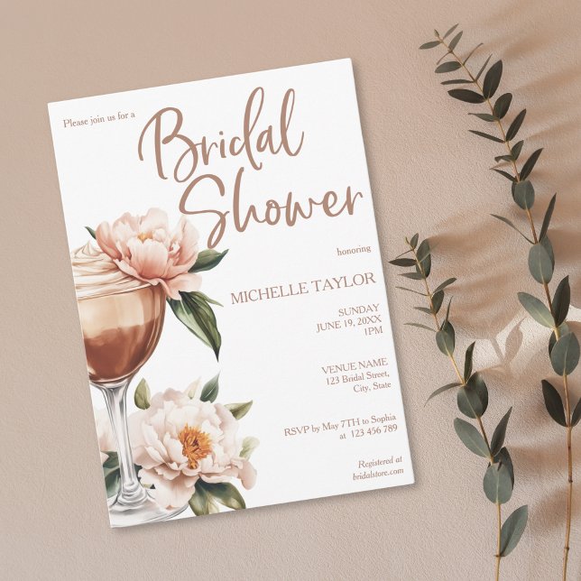 Convite Tons da Terra Elegante Moderna Mocha Mousse Boho (mocha mousse bridal shower invitation)