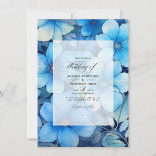 Convite Tons de Azul Casamento Floral