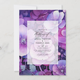 Convite Tons de Casamento Floral Roxo