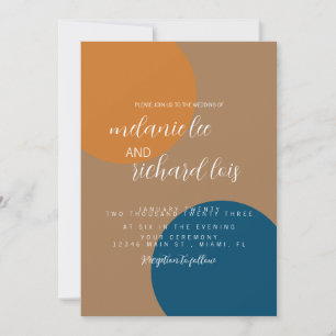 Convite Tons de Terra e Formas Navy Casamento 
